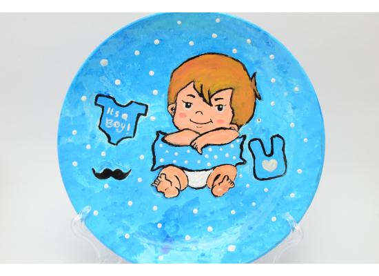 Hand-Painted Ceramic Plates|Multi color Pattern|Baby Boy Gift